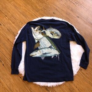 Guy Harvey Navy Blue Long Sleeve Fish Top